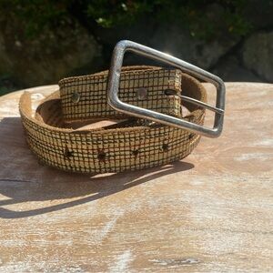 Leather Island by Bill Lavin Stitched Embroidered Vintage Leather Belt